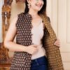 Choco brown printed sleeveless jacket