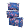 Blue floral quilted pouch