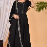 Black Solid Anarkali With Stole