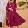 Burgundy Anarkali With Stole