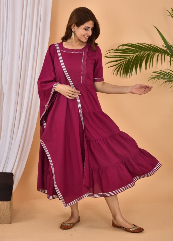 Burgundy Anarkali With Stole