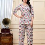 Off white ikkat printed night suit set