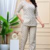 Cream coloured printed night suit set