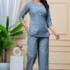 Light Blue buti printed night suit set