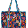 Blue fruity zipper quilted tote bag