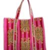 Pink Tibetian Tiger Quilted Tote Bag