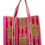Pink Tibetian Tiger Quilted Tote Bag