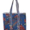 Royal Blue Birds Print Quilted Tote Bag