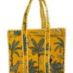 Yellow Jungle Print Quilted Tote Bag
