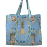 Baby Blue Fruity Print Quilted Tote Bag