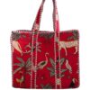 Red Jungle Print Quilted Tote Bag