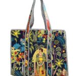 Blue Freda Print Quilted Tote Bag