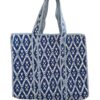 Blue Ikkat Print Quilted Tote Bag