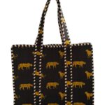 Black Tiger Quilted Tote Bag