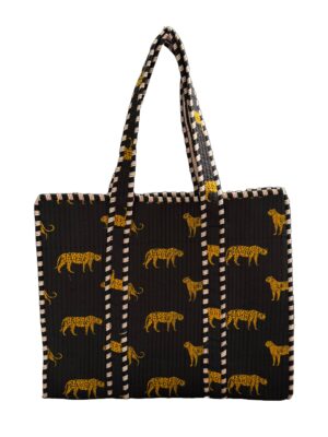 Black Tiger Quilted Tote Bag