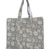 Grey Floral Quilted Tote Bag