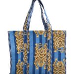 Turquoise Tibetian Tiger Quilted Tote Bag