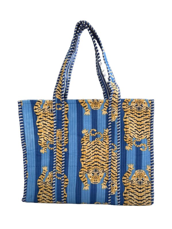 Turquoise Tibetian Tiger Quilted Tote Bag