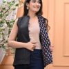 Black And White Cotton Silk Reversible Quilted Sleeveless Jacket