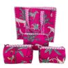 Pink Jungle Tote With Set Of 3 Multiutility Pouches