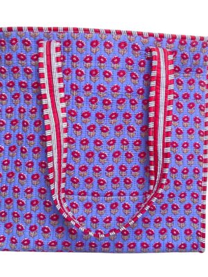 Lavender Floral Cotton Quilted Tote Bag