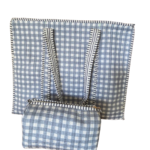 Grey cotton quilted tote with pouch