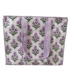 White Lavender Floral Quilted Tote Bag
