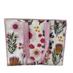 Cream Tropical Print Quilted Tote Bag