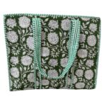 Green Blossom Quilted Tote Bag