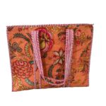 Peachy Floral Quilted Tote Bag