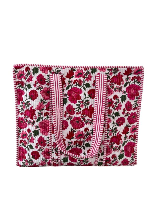 Rosy Red Quilted Tote Bag