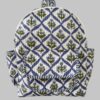 White Lattice Printed Quilted Backpack
