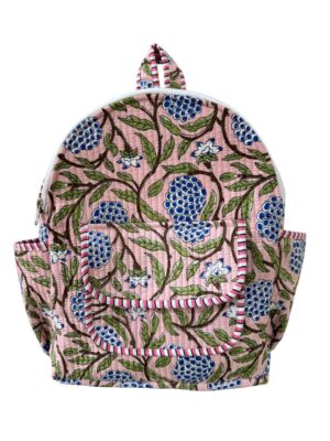 Pink Floral Quilted Backpack