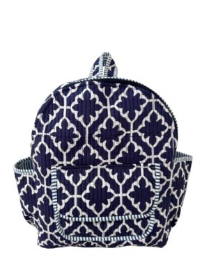 Indigo Geometric Printed Quilted Backpack