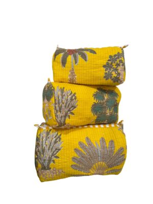 YELLOW TROPICAL MULTI UTILITY POUCHES SET