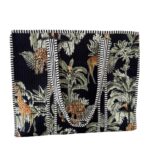 Black Jungle Print Quilted Tote