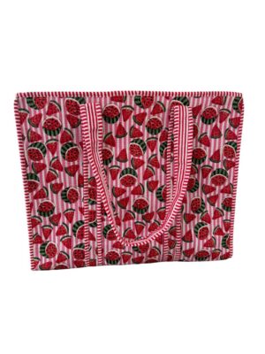 Red Fruity Quilted Tote Bag
