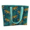 Green Leopard Print Quilted Tote Bag