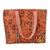 Peach Floral Quilted Tote Bag