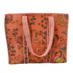 Peach Floral Quilted Tote Bag
