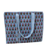 Baby Blue Floral Quilted Tote Bag