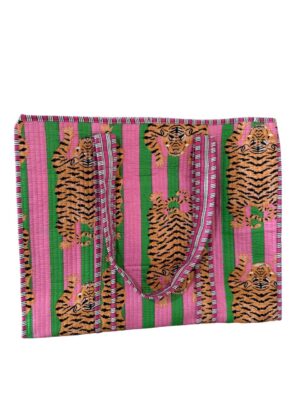 Pink Tibet Tiger Quilted Tote Bag