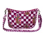Deep Maroon Checked Tiger Print Sling Bag