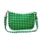Green Checked Print Sling Bag