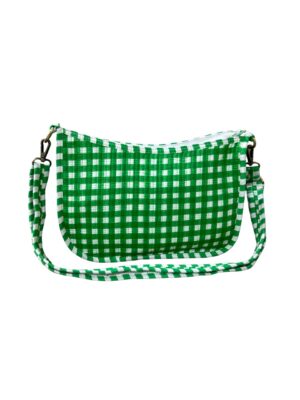 Green Checked Print Sling Bag