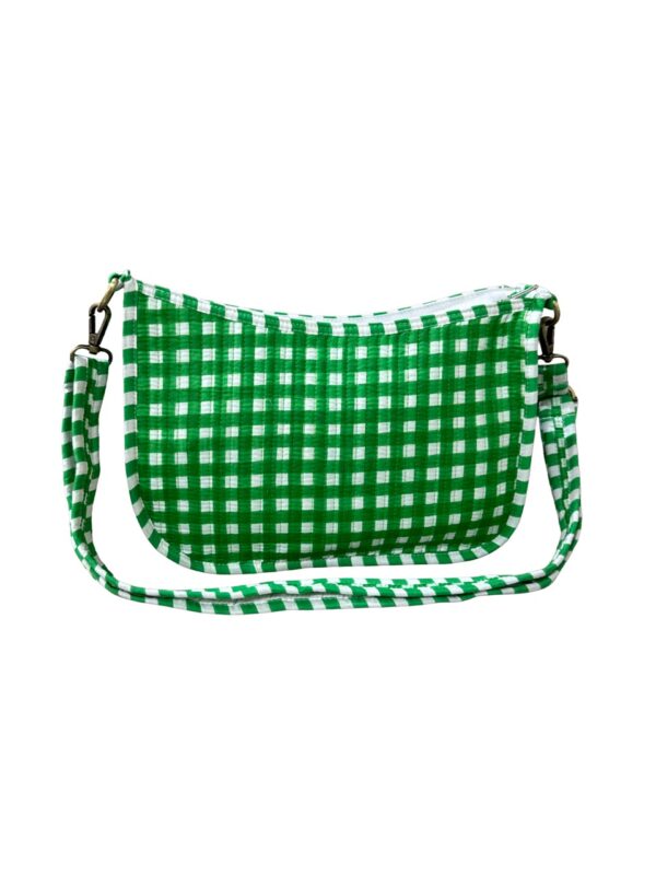 Green Checked Print Sling Bag
