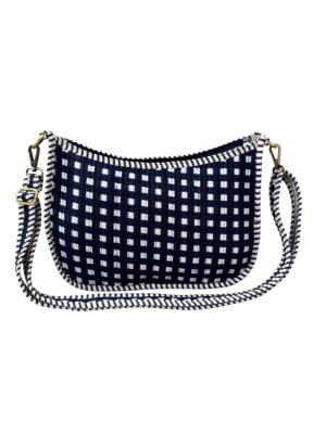 Blue Checked Print Sling Bag