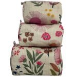 Beige Tropical Multi Utility Pouches Set