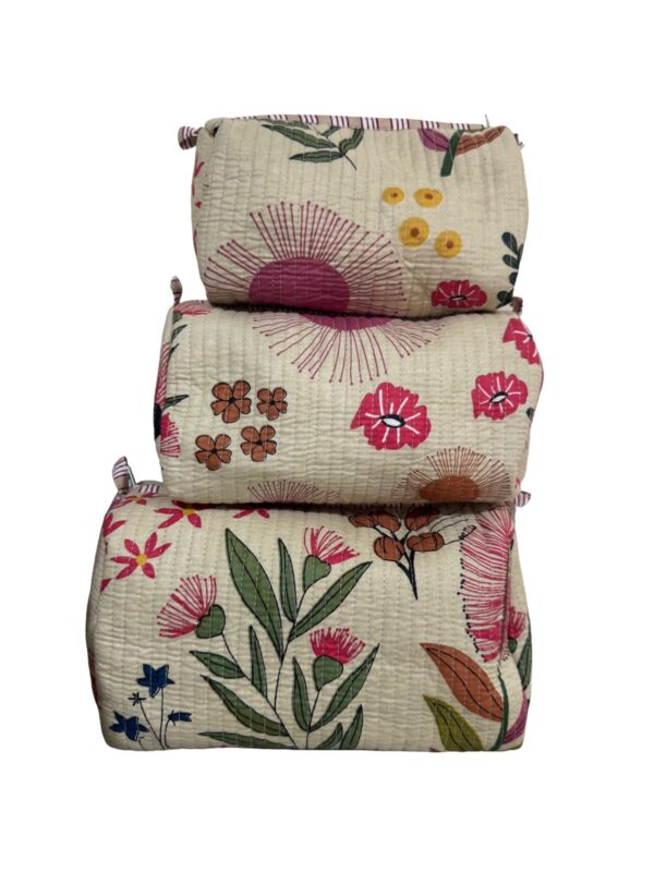Beige Tropical Multi Utility Pouches Set