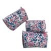 Block Print White Floral Multi Utility Pouches Set